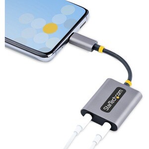 StarTech.com USB-C Headphone Splitter, USB Type C Dual Headset Adapter w/Mic Input, USB C to 3.5mm Audio Adapter/Earphone 