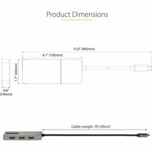 StarTech.com 3-Port USB-C Multi-Monitor Adapter, Type-C to 3x HDMI MST Hub, Triple 4K60Hz HDMI Laptop Display Extender / S