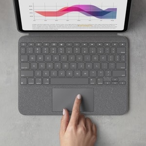 Logitech Combo Touch Keyboard/Cover Case Apple iPad (10th Generation) Tablet - Oxford Gray - Scrape Resistant, Bump Resist