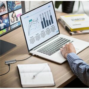 j5create Estação de ancoragem para Notebook - 100 W Fonte de alimentação - Cinzento - 4K - 3840 x 2160 - 2 x Portas USB ti