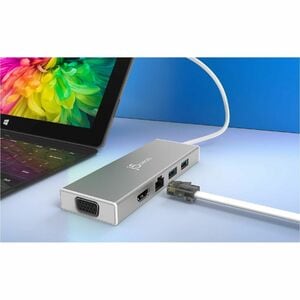 j5create Estação de ancoragem para Monitor, Notebook - Prata - 2 Displays suportados - 2K - 2048 x 1152 - 1 x USB 2.0 - 2 