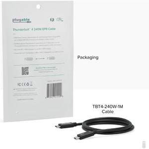 Plugable Thunderbolt 4 Cable with 240W Charging, Thunderbolt Certified, 3.3 Feet (1M),1x 8K Display, 40 Gbps - Compatible 