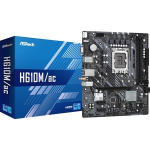 ASRock H610M/ac Desktop Motherboard - Intel H610 Chipset - Socket LGA-1700 - Micro ATX - 64 GB DDR4 SDRAM Maximum RAM - DD