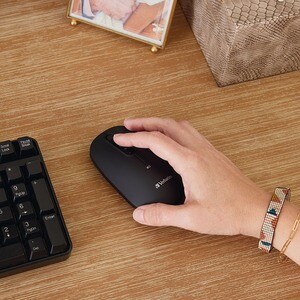 Verbatim Multi-Device Wireless Rechargeable Optical Mouse - Black - Optical - Wireless - Bluetooth/Radio Frequency - 2.40 