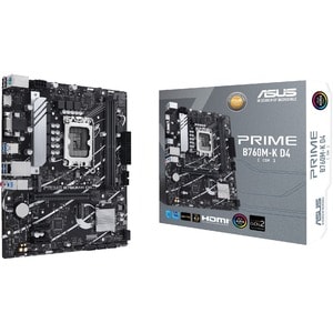 Asus Prime B760M-K D4-CSM Desktop Motherboard - Intel B760 Chipset - Socket LGA-1700 - Micro ATX - Pentium Gold, Celeron P