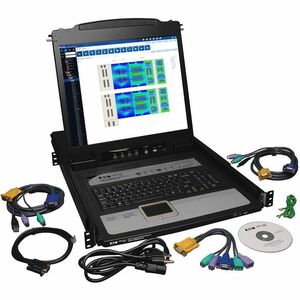 Tripp Lite series NetDirector B020-U08-19-IP LCD Rack Console with Digital KVM Switch - Steel - Black - 8 Computer(s) - 48