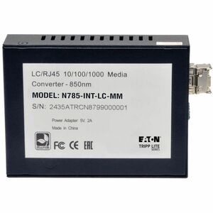 Tripp Lite series N785-INT-LC-MM Transceiver/Media Converter - 2 Port(s) - 1 x Network (RJ-45) - Duplex LC Port - Twisted 