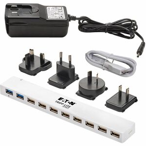 Tripp Lite series U360-010C-2X3 USB Hub - USB 3.0 Micro-B - External - White - 10 Total USB Port(s) - 8 USB 2.0 Port(s) - 