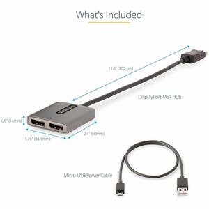 StarTech.com Dual-Monitor DisplayPort 1.4 Splitter, DisplayPort to 2x DP Multi-Monitor Adapter, Dual 5K 60Hz Computer MST 