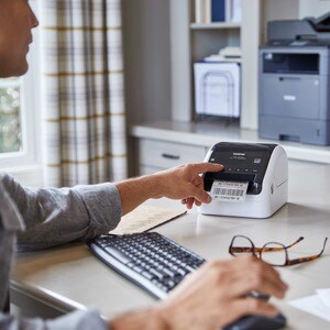 Brother QL-1110NWBC Desktop Direct Thermal Printer - Monochrome - Label Print - Ethernet - USB - Bluetooth - White, Glossy