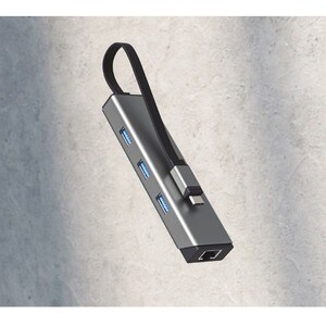 Alogic USB/Ethernet Combo Hub - USB 3.2 Gen 1 (3.1 Gen 1) Type-C - Portable - Space Gray - 3 Total USB Port(s)1 Network (R