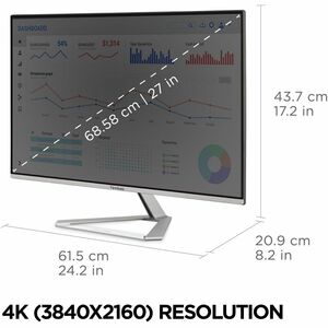 ViewSonic VX2776-4K-MHDU 27 Inch 4K IPS Monitor with Ultra HD Resolution, 65W USB C, HDR10 Content Support, Thin Bezels, H