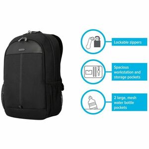 Targus Classic TBB943GL Carrying Case (Backpack) for 38.1 cm (15") to 40.6 cm (16") Notebook - Black - TAA Compliant - Pol