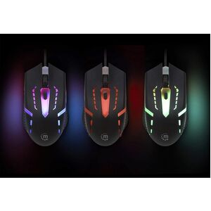 Mouse Optico Luminiscente RGB USB Negro - Cable - 1500 dpi - Rueda de desplazamiento - Simétrico
