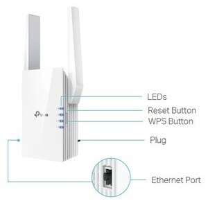 TP-Link RE605X 802.11ax 1.76 Gbit/s Wireless Range Extender - 2.40 GHz, 5 GHz - 2 x External Antenna(s) - MIMO Technology 