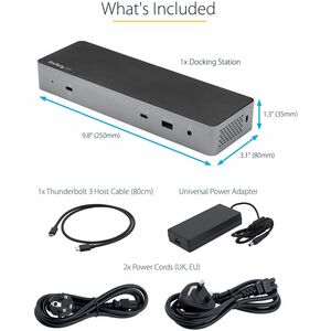 StarTech.com USB Type C, Thunderbolt 3 Docking Station for Monitor/Notebook/Workstation - 96 W - USB Type-C - Network (RJ-