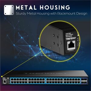Commutateur Ethernet TRENDnet TEG-3524S 48 Ports Gérable - Gigabit Ethernet, 10 Gigabit Ethernet - 1000Base-T, 10GBase-X -