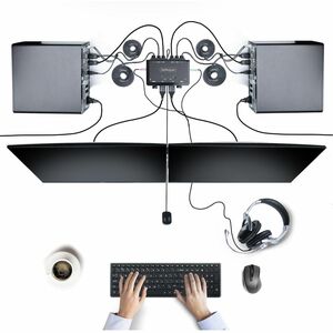 StarTech.com KVM Switchbox - 2 Computer(s) - 1 Local User(s) - 4K - 3840 x 2160 - 4 x USB - USB 2.0 - 2 x DisplayPort - De