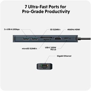 Targus HyperDrive USB-Hub - USB-Typ C - 7 Total USB Port(s)