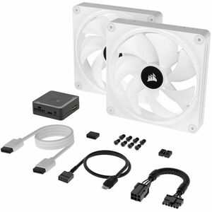 Corsair iCUE QX140 Cooling Fan - 2 x Fan(s) - 82.50 CFM Maximum Airflow - 2000 rpm - Magnetic Dome Bearing - RGB LED - Whi