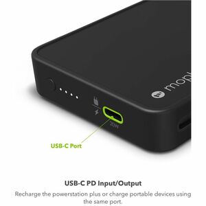 mophie Universal Powerstation Plus for Lightning and USB-C Devices - Up to 20W of Portable Power, Integrated Lightning and