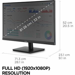 ViewSonic VA3209M 32 Inch IPS Full HD 1080p Monitor with Thin Bezels, 75Hz,Eye Care, HDMI, VGA Inputs for Home and Office 