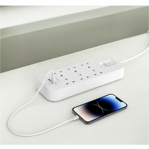 Belkin Connect Surge Suppressor/Protector - 6 x AC Power, 1 x USB Type A, 1 x USB Type C - 650 J - 2 m