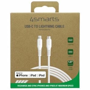 4smarts USB-C auf Lightning Kabel RapidCord PD 30W 1,5m weiß *MFi zertifiziert. Kabellänge: 1,5 m, Anschluss 1: USB C, Ans