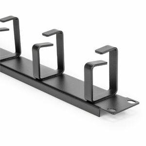 Rocstor 1U 19in Metal Rackmount Cable Management Panel - Cable Management Panel - Black - 1U Rack Height x 19" Panel Width