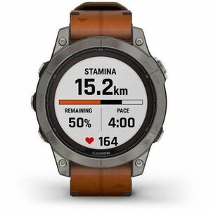 Garmin fēnix 7 Pro Smart Watch - Titanium Case Color - Chestnut Band Color - Titanium Body Material - Fiber Reinforced Pol