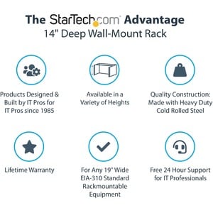 4U Wall Mount Rack - 19in Wall Mount Network Rack - 13.78 inch Deep (Low Profile) - Wall Mounting Patch Panel Bracket for 