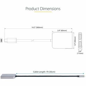 StarTech.com Video Adapter - 1 - 1 x 24 Pin USB Type C - Male - 2 x DisplayPort 1.4 Digital Audio/Video - Female - 3840 x 