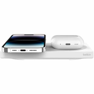 Belkin BoostCharge Pro 2-in-1 Wireless Charging Pad with MagSafe 15W - For iPhone, AirPod, MacBook - Input connectors: USB