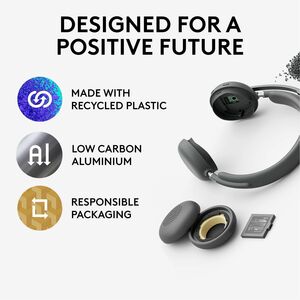 Logitech Zone 950 Headset - Wireless - Bluetooth - 164 ft - 20 Hz to 20 kHz - Over-the-head - Omni-directional, MEMS Techn