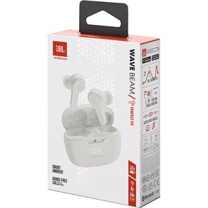 JBL Wave Beam True Wireless Earbud Stereo Earset - White - Binaural - In-ear - Bluetooth - 16 Ohm - 20 Hz to 20 kHz