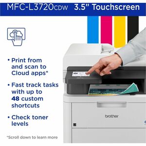 Brother MFC-L3720CDW Wireless LED Multifunction Printer - Color - Copier/Fax/Printer/Scanner - 19 ppm Mono/19 ppm Color Pr