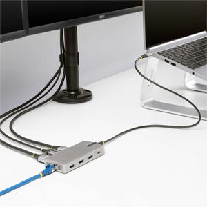 StarTech.com USB 3.2 (Gen 2) Type C Docking Station for Desktop PC, Notebook, Monitor - 15 W - Grey - 3 Displays Supported