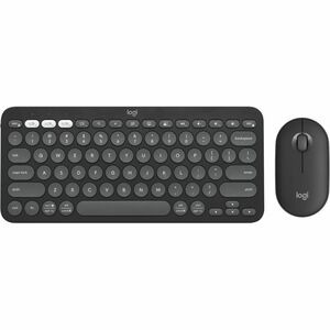 Logitech Pebble 2 Combo Keyboard and Mouse - USB Type A Wireless Bluetooth Keyboard - English - Tonal Graphite - USB Type 