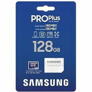Carte microSDXC Samsung PRO Plus MB-MD128S - 128 Go - Classe 10/UHS-I (U3) - V30 - 1 - 180 Mo/s en Lecture - 130 Mo/sSpace