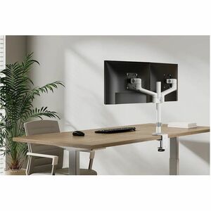 Neomounts Mounting Arm for Monitor - White - Height Adjustable - 2 Display(s) Supported - 43.2 cm to 68.6 cm (27") Screen 