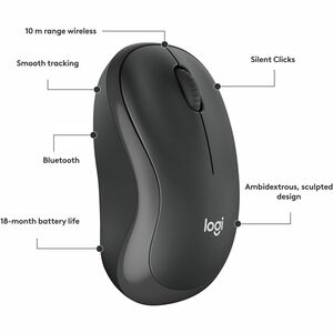 MOUSE SEM FIO BT LOGITECH M240 SILENT GRAFITE