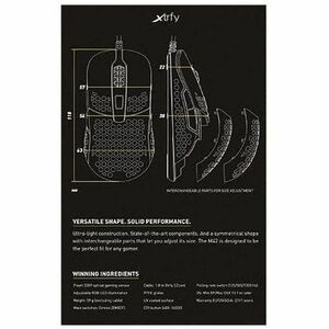 CHERRY XTRFY M42 Gaming Mouse - USB Type A - Optical - Black - 1 - Cable - 16000 dpi - Scroll Wheel - Symmetrical