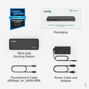 Plugable Thunderbolt 4 Dock with 100W Charging, Thunderbolt Certified - Laptop Docking Station Dual Monitor Single 8K or D
