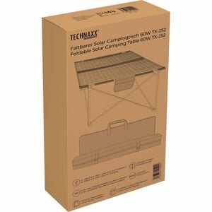 Technaxx Foldable Solar Camping Table 60W TX-252 - Frosted Rectangle Top - Matte Folding Base - 4 Legs - 44.10 lb Capacity