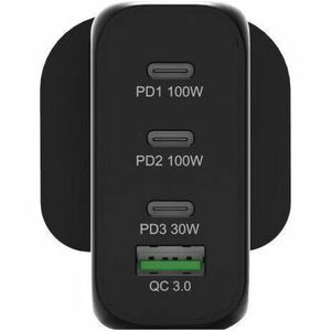 Port Connect 120 W AC Adapter - 1 USB - 3 USB Type-C - For Notebook - Europe - 2 m Cable - 120 V AC, 230 V AC Input - 5 V 