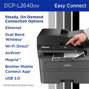 Brother DCP-L2640DW Wireless Laser Multifunction Printer - Monochrome - Gray - Copier/Printer/Scanner - 23.6 ppm Mono Prin