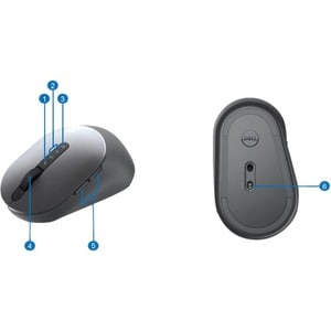 Dell MS5320W Mouse - Bluetooth/Radio Frequency - Optical - 7 Button(s) - Titan Gray - Wireless - 2.40 GHz - 1600 dpi - Scr