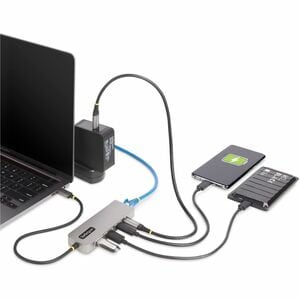 StarTech.com USB/Ethernet Combo Hub - USB 3.2 Gen 2 (3.1 Gen 2) Type-C - 1.25 GB/s - External - Space Gray - UASP Support 