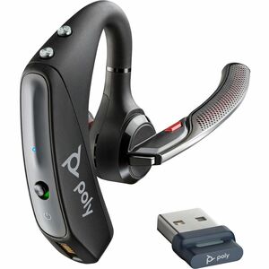 Poly Voyager 5200 有线/无线 耳塞, 入耳式 Mono 耳机 - 黑 - 符合 TAA 标准 - Microsoft Teams认证 - Siri, Google Assistant - 单声道 - 入耳式 - 3000 cm