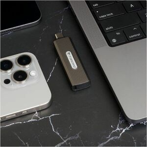 Transcend ESD330C 512 GB Portable Solid State Drive - External - Dark Grayish Brown - Tablet, Desktop PC, Notebook, Smartp
